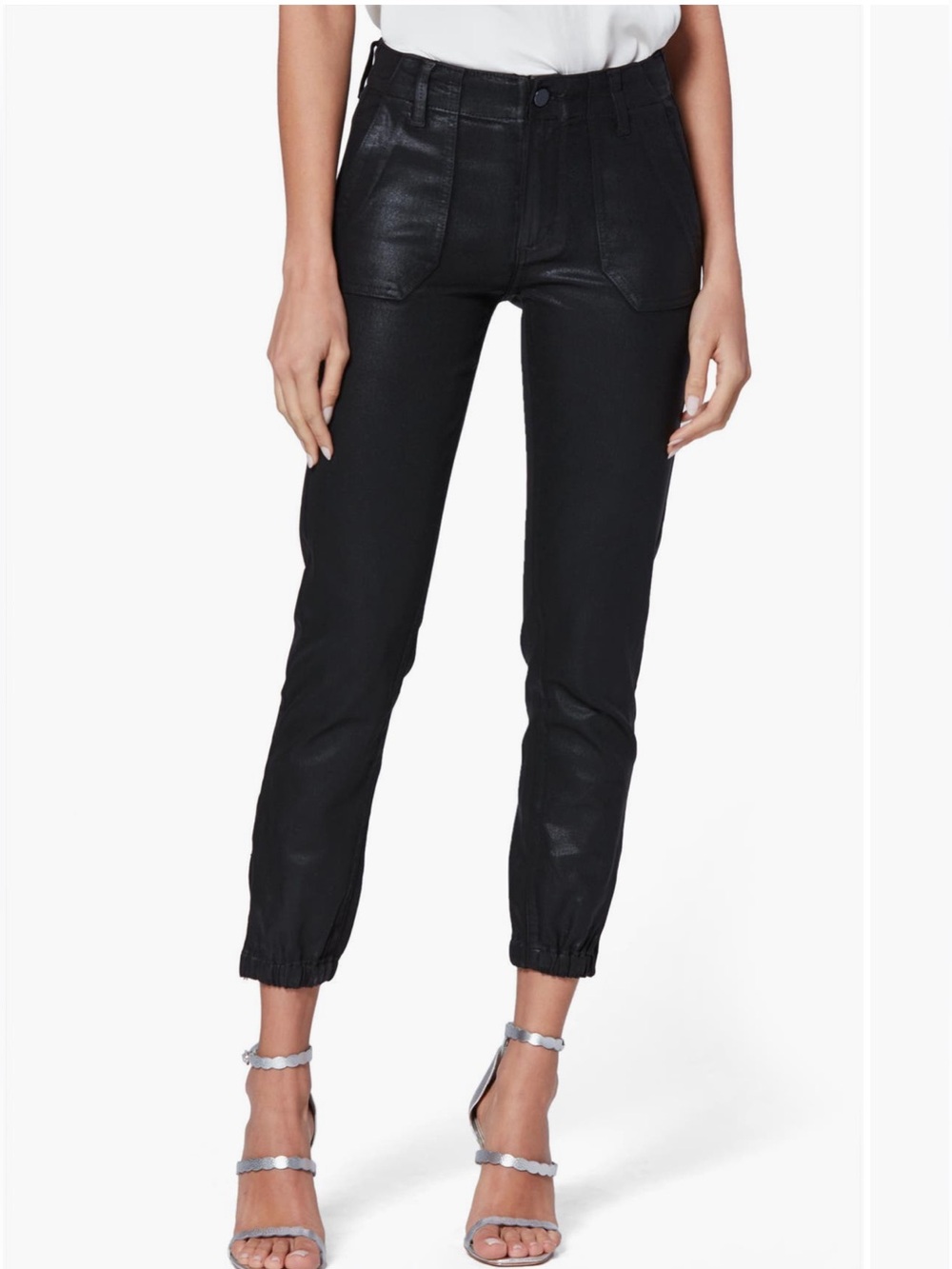 Paige Mayslie Black Fog Luxe Coated Jogger